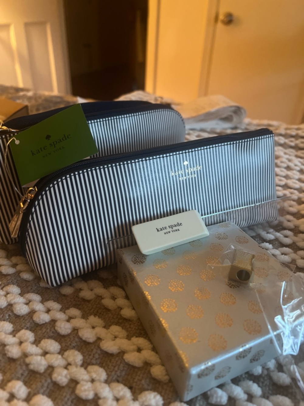 kate spade New York Striped Pencil Case